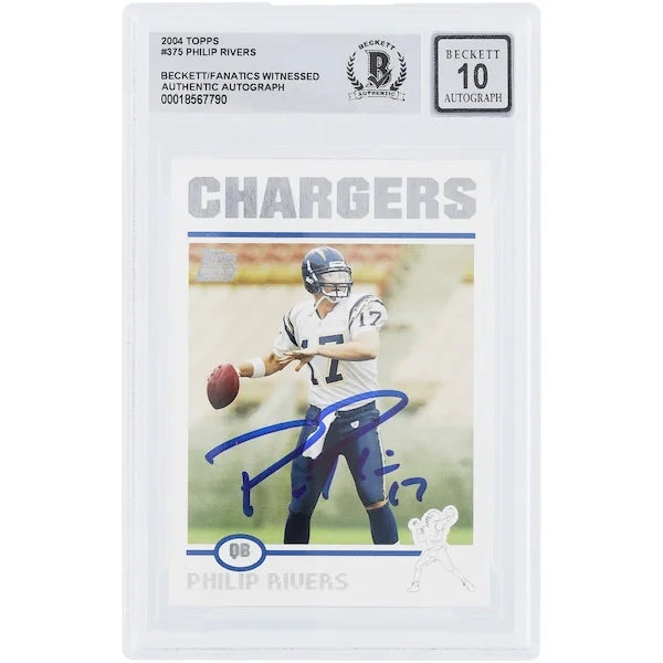 Philip Rivers Signed 2004 Topps #375 Rookie Card | Beckett Graded 10