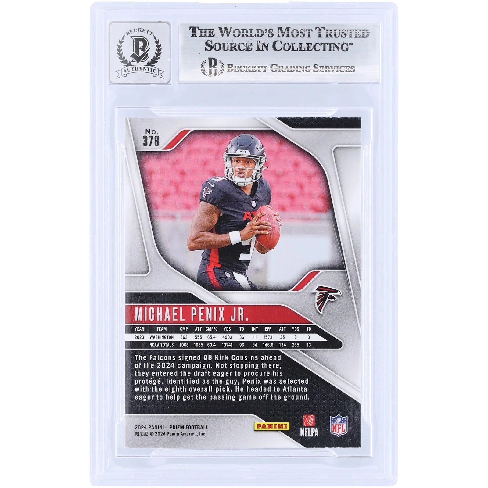 Michael Penix Jr. Signed 2024 Panini Prizm Rookie Card #378 | Graded 10