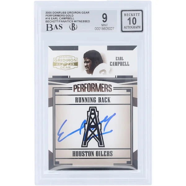 Earl Campbell Signed 2005 Donruss Gridiron Gear Card | Gold #/500
