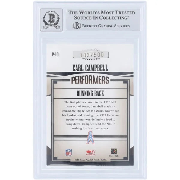 Earl Campbell Signed 2005 Donruss Gridiron Gear Card | Gold #/500