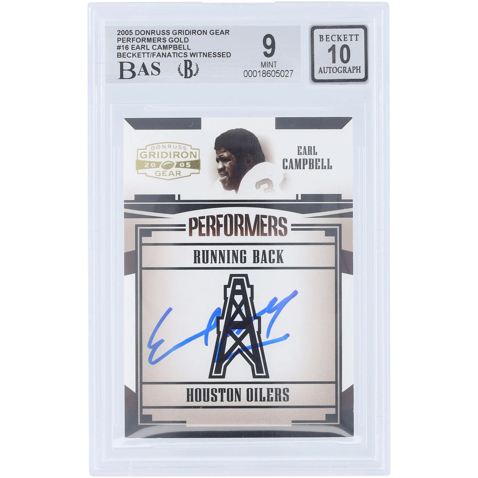 Earl Campbell Signed 2005 Donruss Gridiron Gear Card | Gold #/500