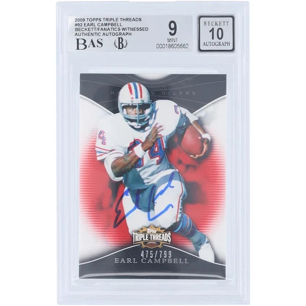 Earl Campbell Signed 2009 Topps Triple Threads #92 Card | Graded 9/10