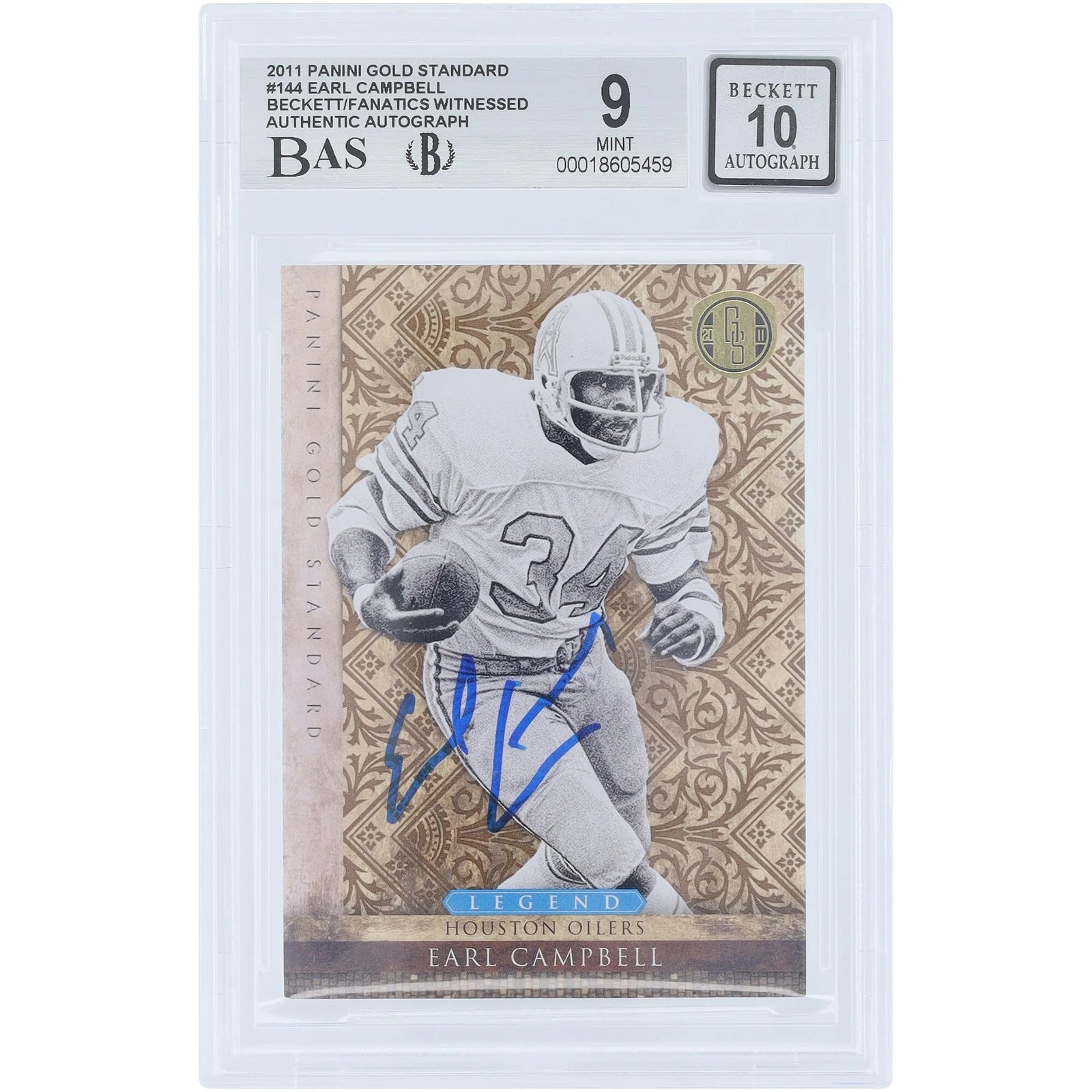 Earl Campbell Signed 2011 Panini Gold Standard #144 Card | Beckett Authenticated 9/10