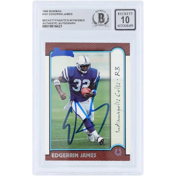 Edgerrin James Signed 1999 Bowman #161 Rookie Card | Beckett Graded 10