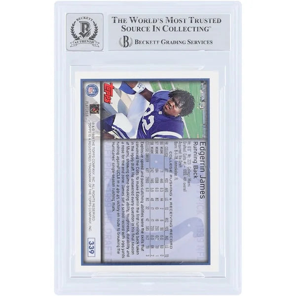 Edgerrin James Signed 1999 Topps #339 Rookie Card | Beckett 10