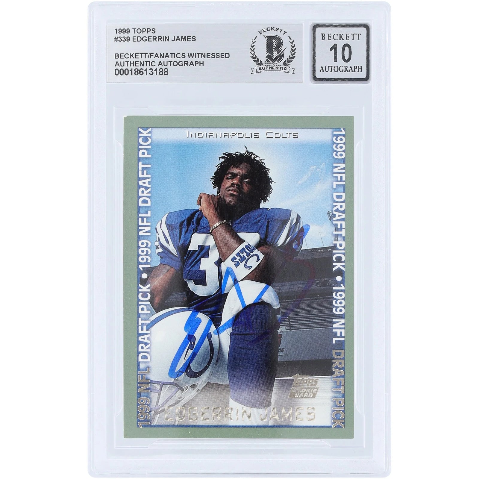 Edgerrin James Signed 1999 Topps #339 Rookie Card | Beckett 10