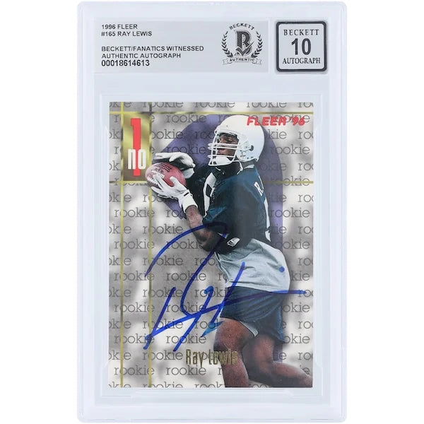 Ray Lewis Signed 1996 Fleer #165 Rookie Card | Graded 10