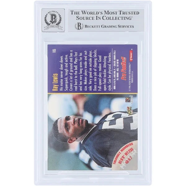 Ray Lewis Signed 1996 Fleer #165 Rookie Card | Graded 10