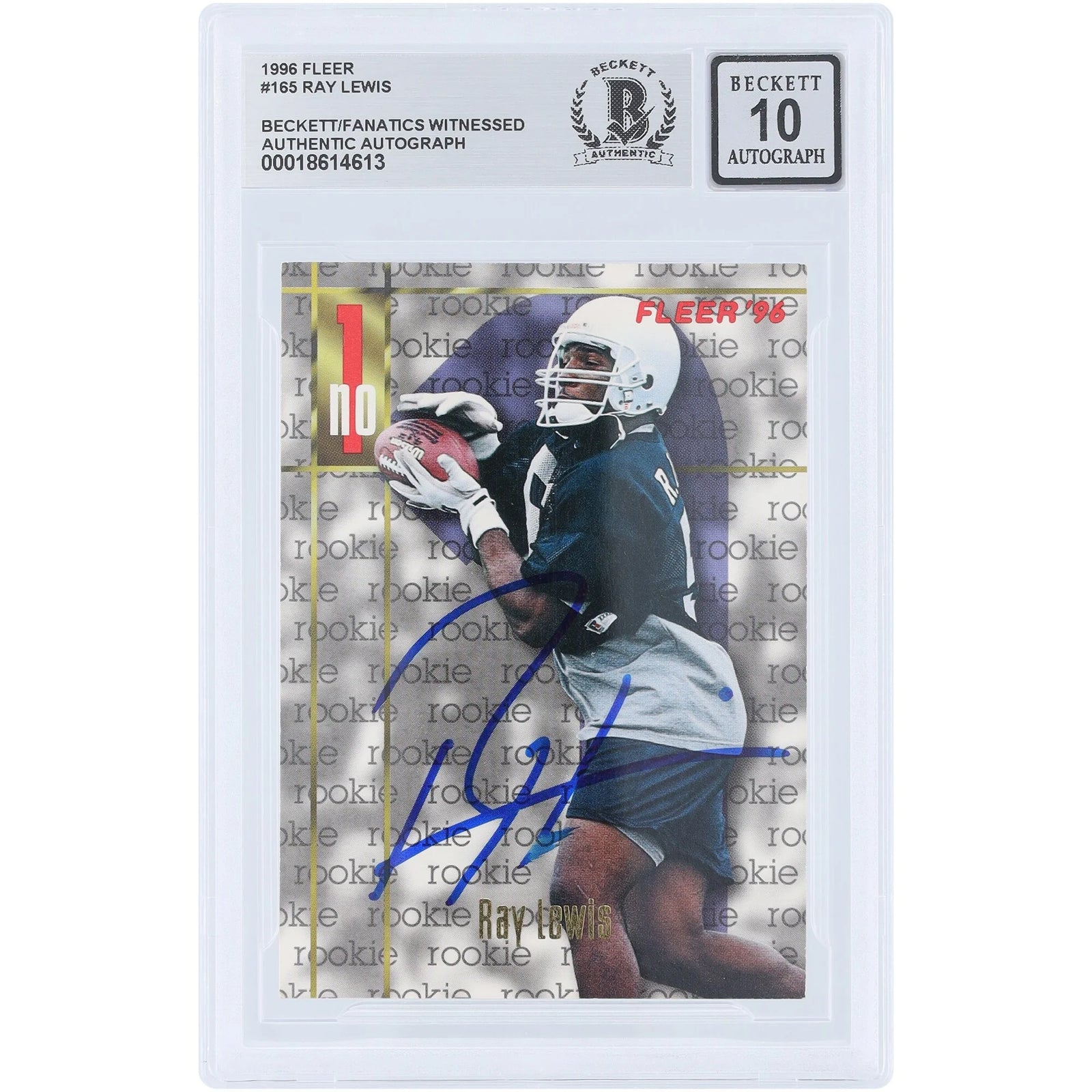 Ray Lewis Signed 1996 Fleer #165 Rookie Card | Graded 10