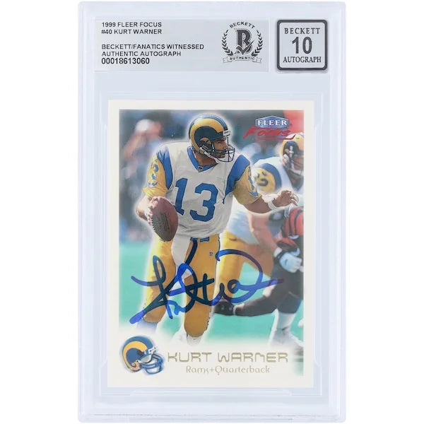 Kurt Warner Signed 1999 Fleer Focus #40 Rookie Card | Beckett 10
