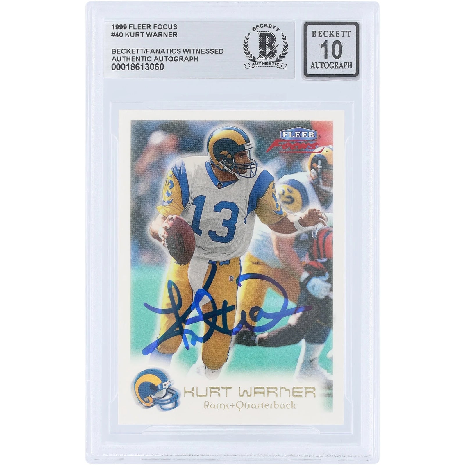 Kurt Warner Signed 1999 Fleer Focus #40 Rookie Card | Beckett 10