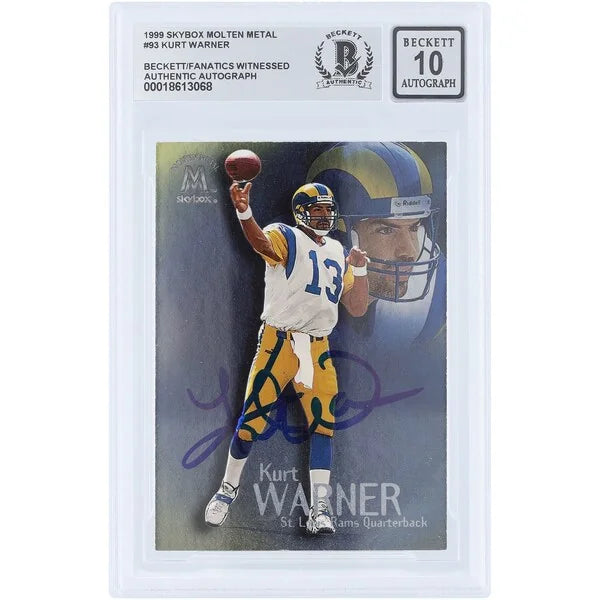 Kurt Warner Signed 1999 Skybox Molten Metal #93 Rookie Card | Graded 10