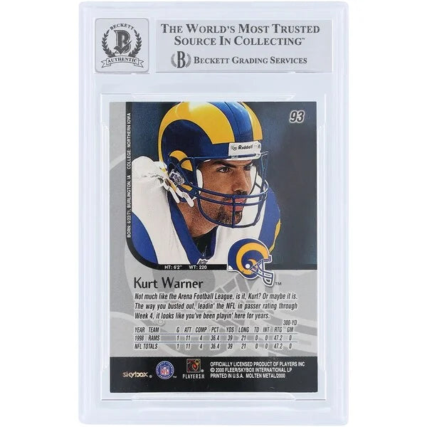 Kurt Warner Signed 1999 Skybox Molten Metal #93 Rookie Card | Graded 10