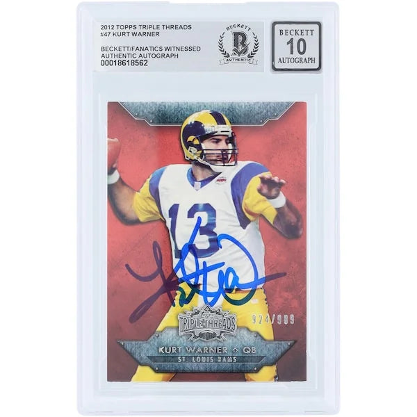 Kurt Warner Signed 2012 Topps Triple Threads #47 Card | Graded 10