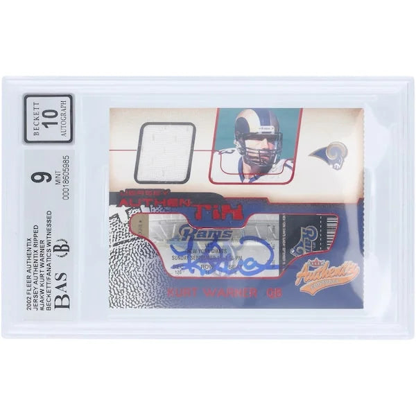 Kurt Warner Signed 2002 Fleer Authentix Jersey Relic Card | Beckett Authenticated