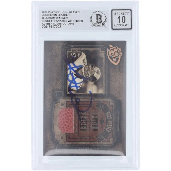Kurt Warner Signed 2003 Playoff Hogg Heaven Football Relic | Graded 10