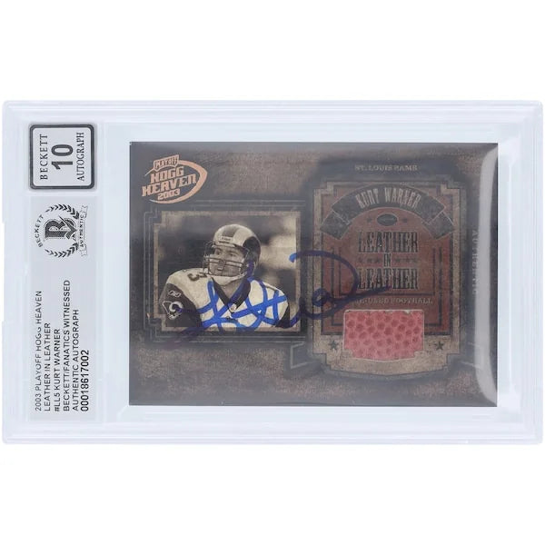 Kurt Warner Signed 2003 Playoff Hogg Heaven Football Relic | Graded 10