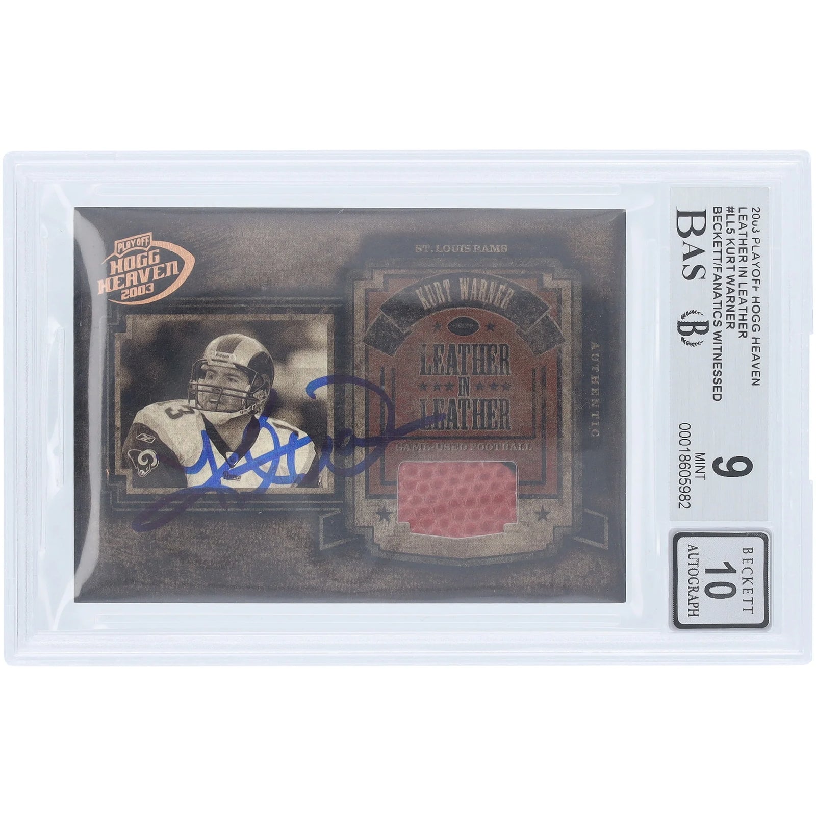 Kurt Warner Signed 2003 Playoff Hogg Heaven Relic Card | #LL-5 #/250