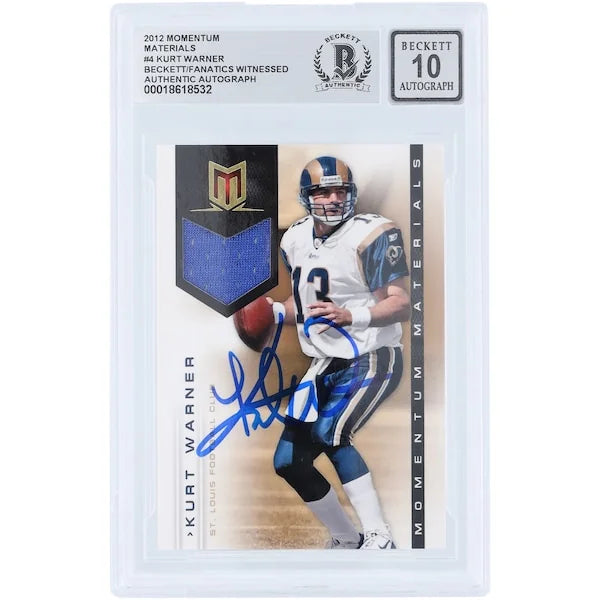 Kurt Warner Signed 2012 Panini Momentum Jersey Relic | Rams #/199 #4