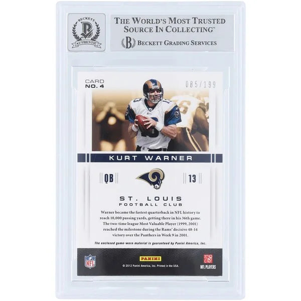 Kurt Warner Signed 2012 Panini Momentum Jersey Relic | Rams #/199 #4