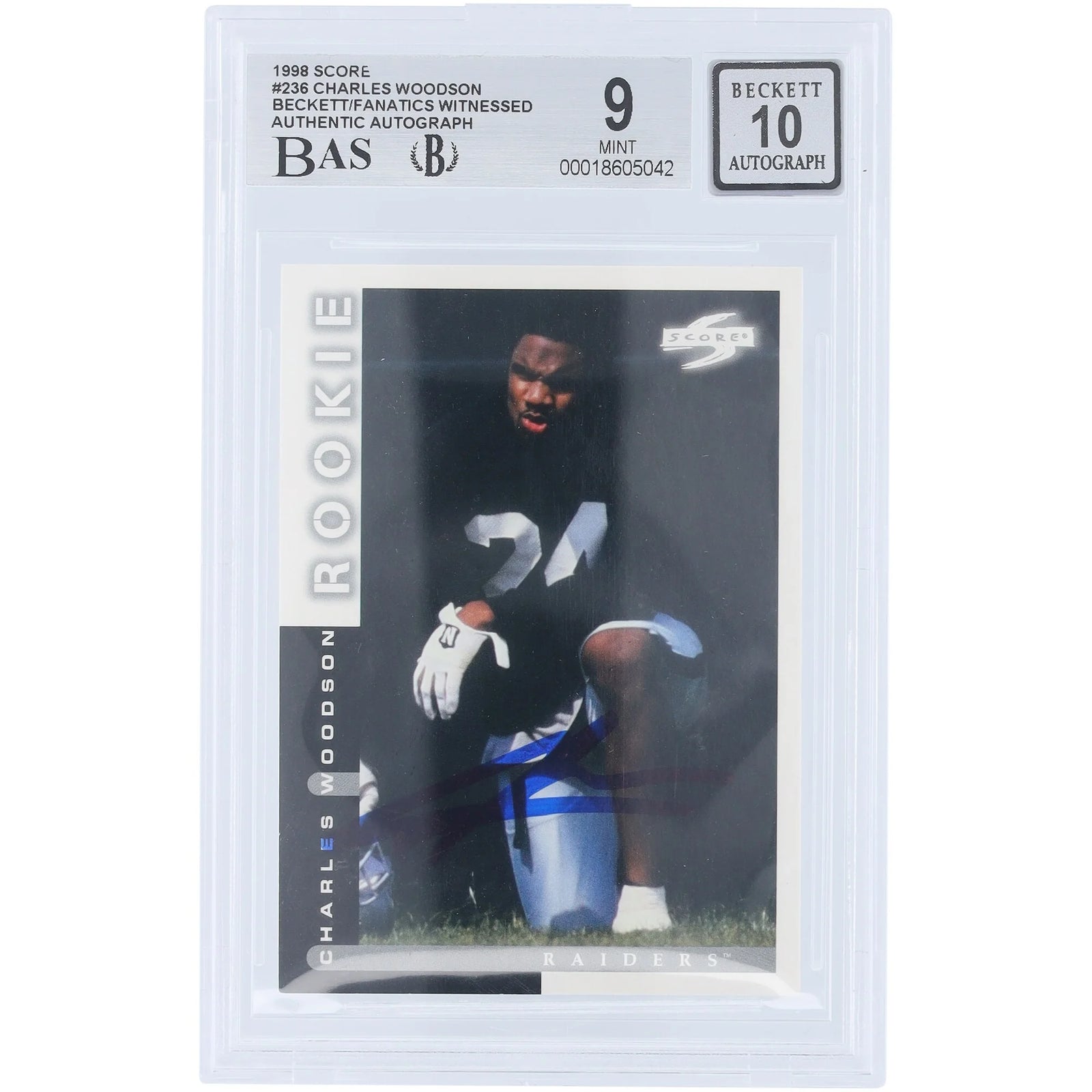 Charles Woodson Signed 1998 Pinnacle Score #236 Rookie Card | Graded 9