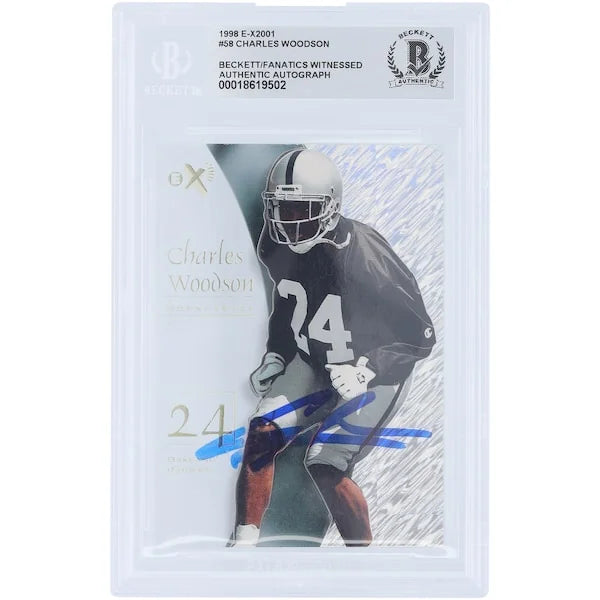 Charles Woodson Signed 1998 Skybox E-X 2001 #58 Rookie Card | Raiders