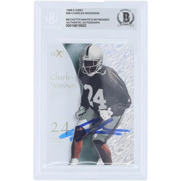 Charles Woodson Signed 1998 Skybox E-X 2001 #58 Rookie Card | Raiders