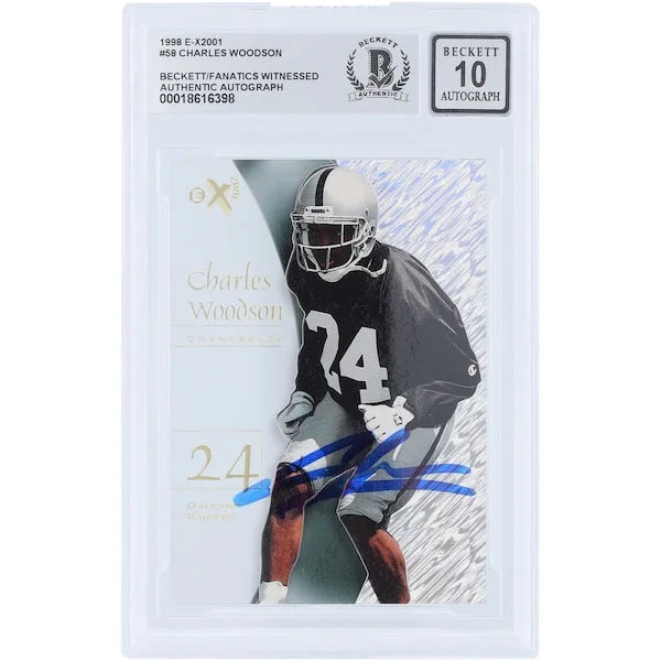 Charles Woodson Signed 1998 Skybox E-X 2001 #58 Rookie Card | Beckett 10