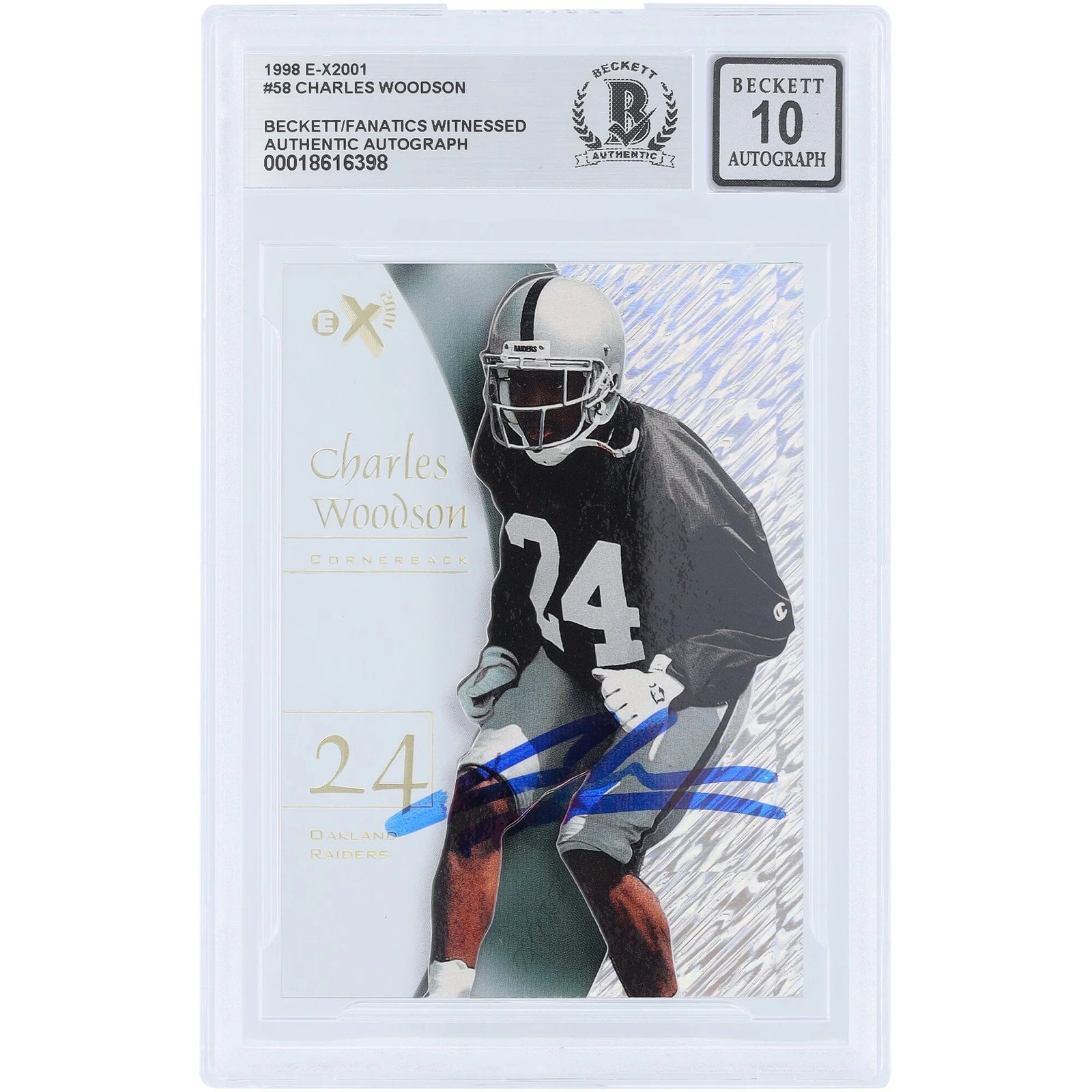 Charles Woodson Signed 1998 Skybox E-X 2001 #58 Rookie Card | Beckett 10