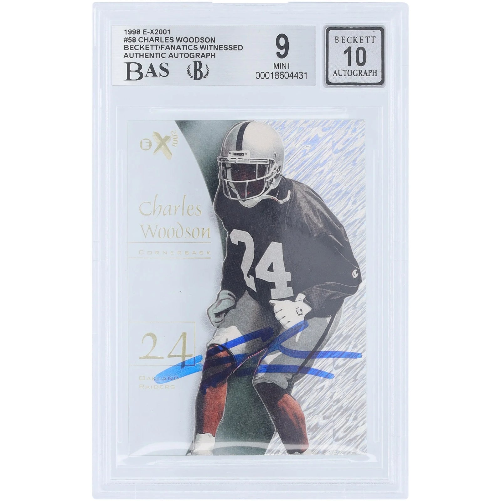 Charles Woodson Signed 1998 Skybox E-X 2001 #58 Rookie Card | Beckett 9