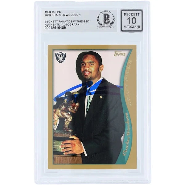 Charles Woodson Signed 1998 Topps #356 Rookie Card | Beckett 10