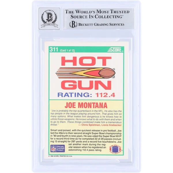 Joe Montana Signed 1990 Score #311 Card | Graded 10