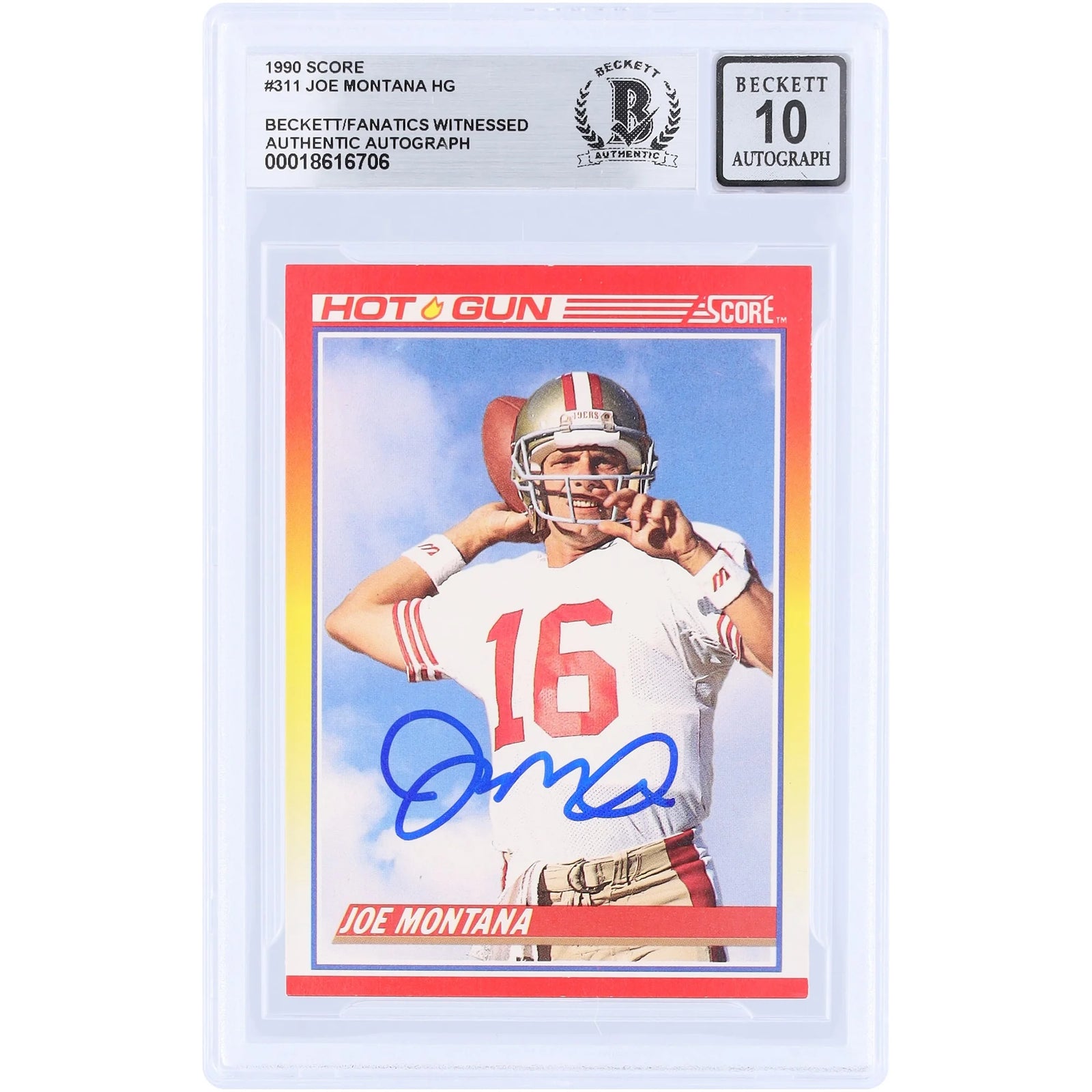 Joe Montana Signed 1990 Score #311 Card | Graded 10