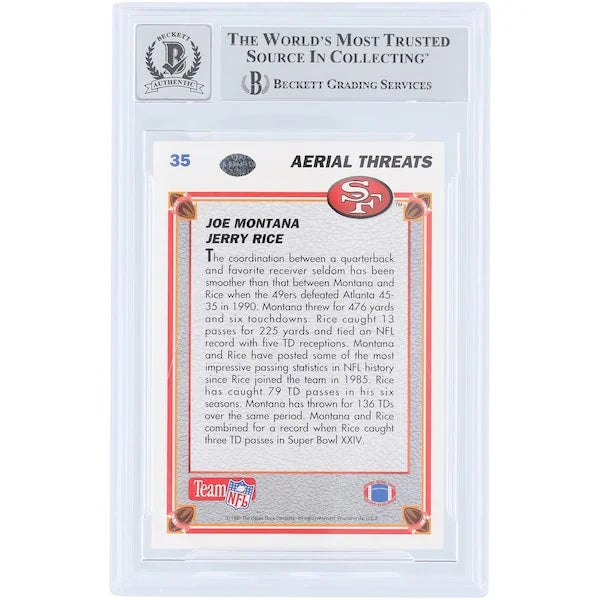 Joe Montana & Jerry Rice Signed 1991 Upper Deck #35 Card | Beckett 10