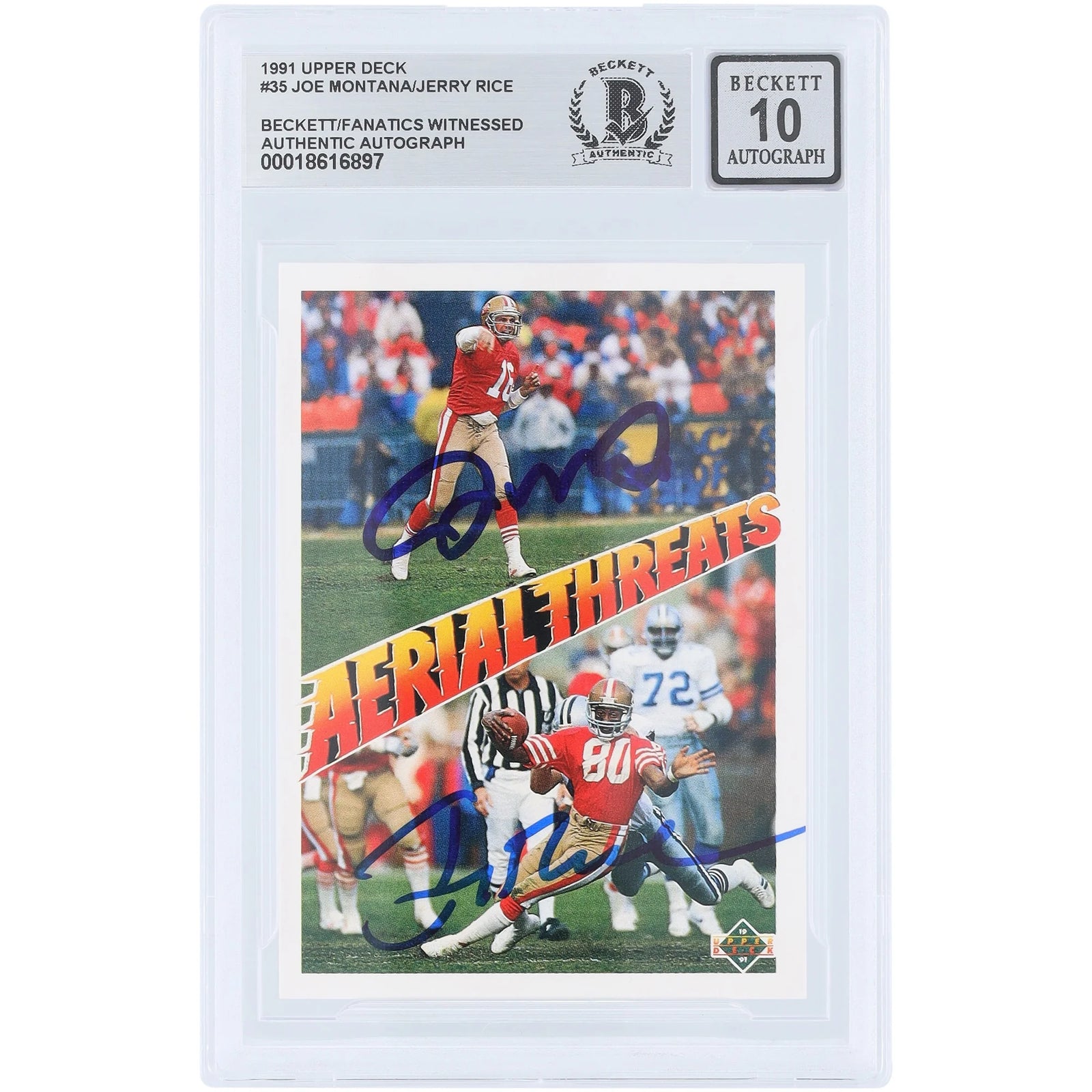 Joe Montana & Jerry Rice Signed 1991 Upper Deck #35 Card | Beckett 10