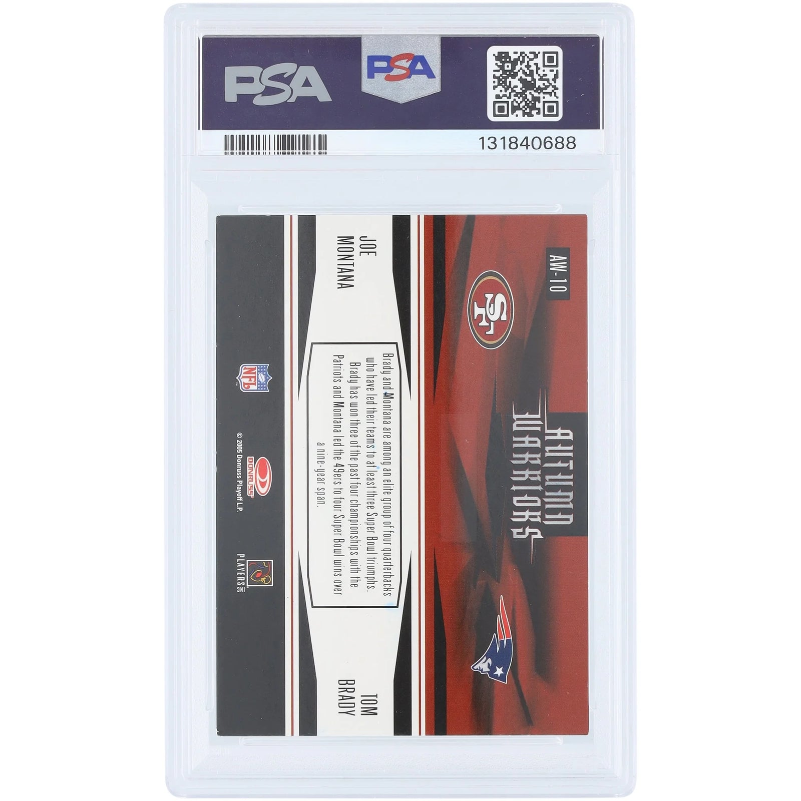 Joe Montana & Tom Brady Signed 2005 Donruss Zenith Autumn Warriors Card | PSA Authenticate