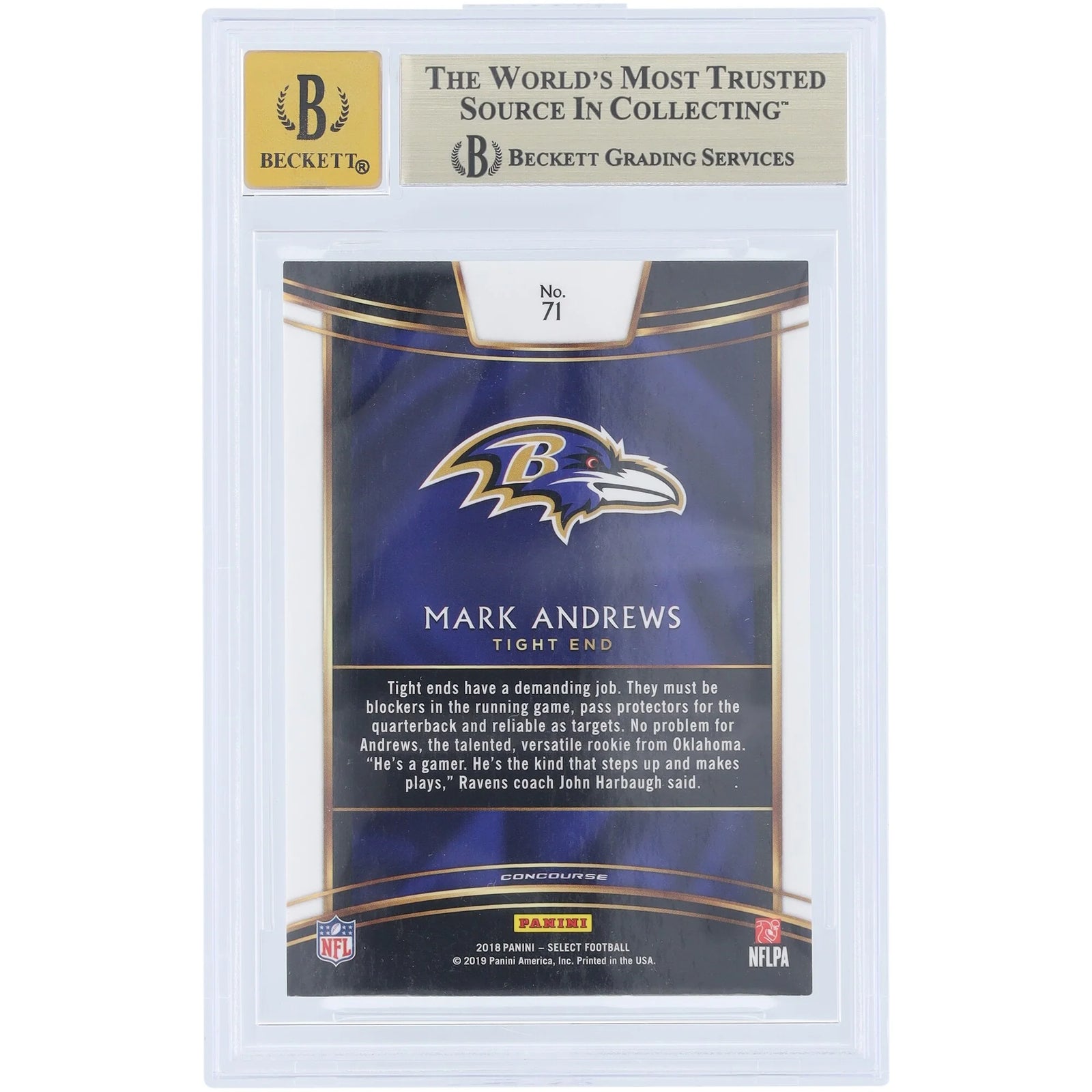 Mark Andrews Signed 2018 Panini Select #71 Rookie Card | BGS 9.5