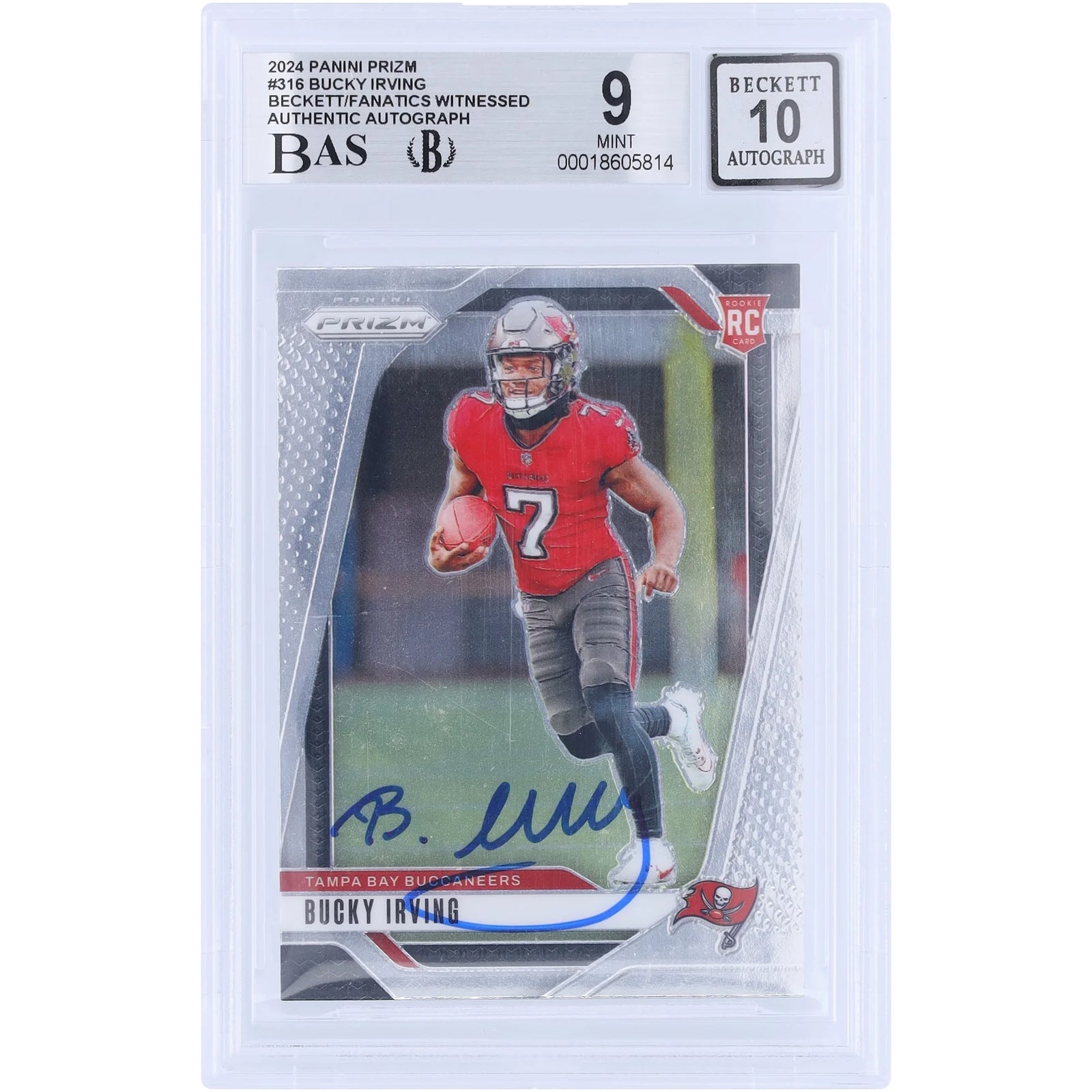 Bucky Irving Signed 2024 Panini Prizm #316 Rookie Card | Graded 9