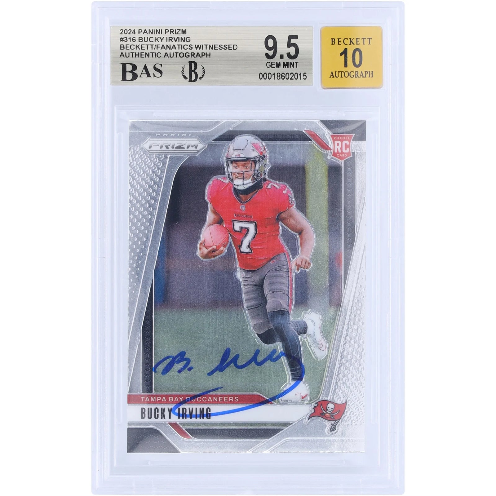 Bucky Irving Signed 2024 Panini Prizm #316 Rookie Card | BGS 9.5