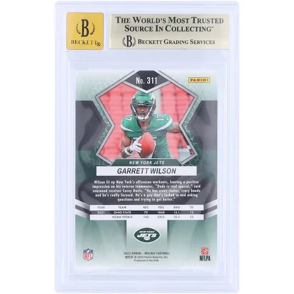 Garrett Wilson Signed 2022 Panini Mosaic #311 Rookie Card | BGS 9.5