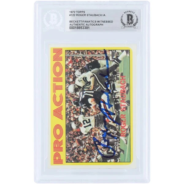 Roger Staubach Signed 1972 Topps Pro Action #122 Rookie Card | Beckett Authenticated