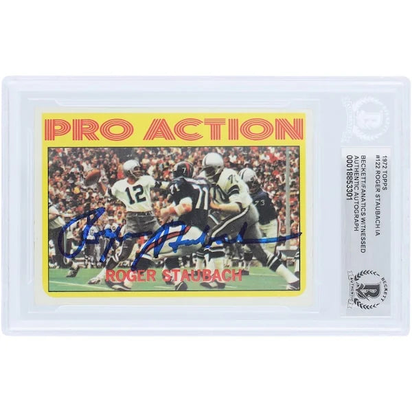Roger Staubach Signed 1972 Topps Pro Action #122 Rookie Card | Beckett Authenticated