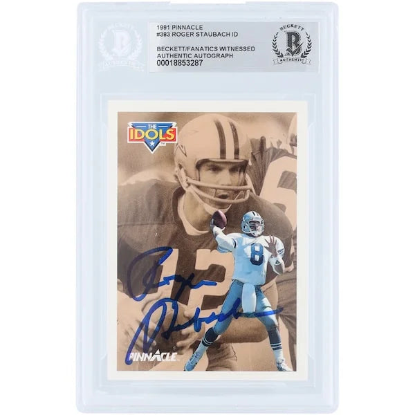 Roger Staubach Signed 1991 Pinnacle The Idols #383 Card | Beckett Authenticated