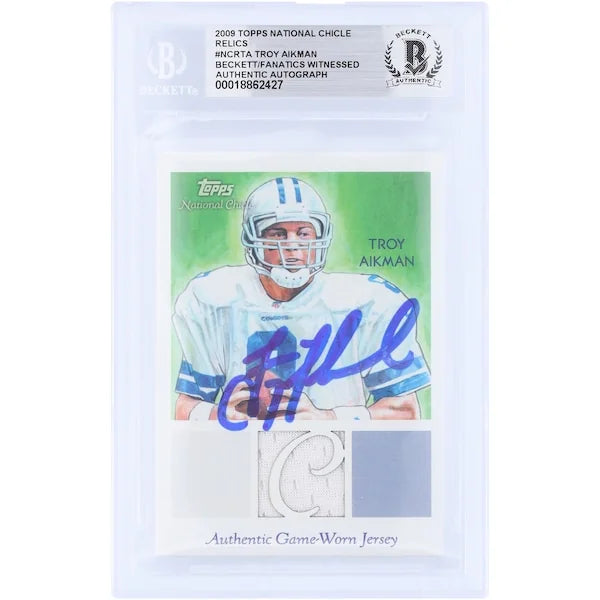 Troy Aikman Signed 2009 Topps National Chicle GU Relic Card | Beckett Authenticated