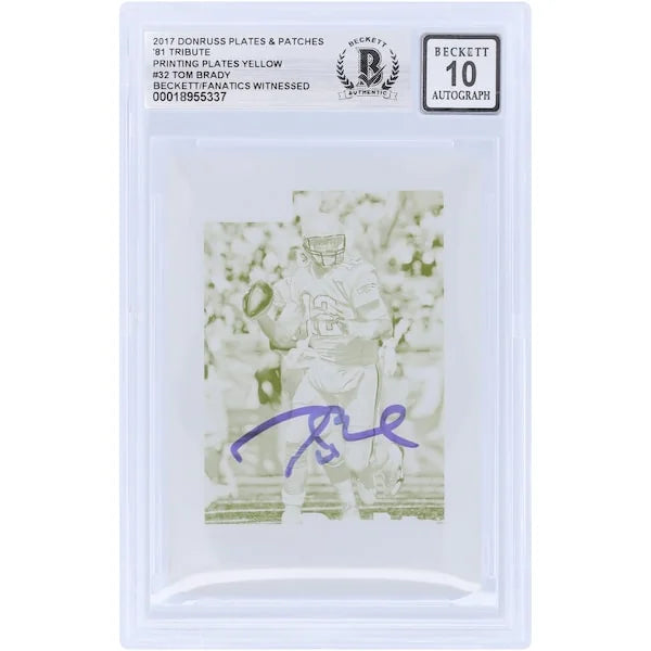 Tom Brady Signed 2017 Panini Donruss Yellow Printing Plate | 1/1 Beckett Authenticated