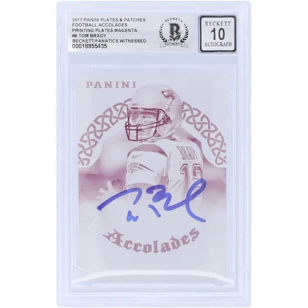 Tom Brady Signed 2017 Panini Plates & Patches Magenta Printing Plate | 1/1 Beckett Authent #1