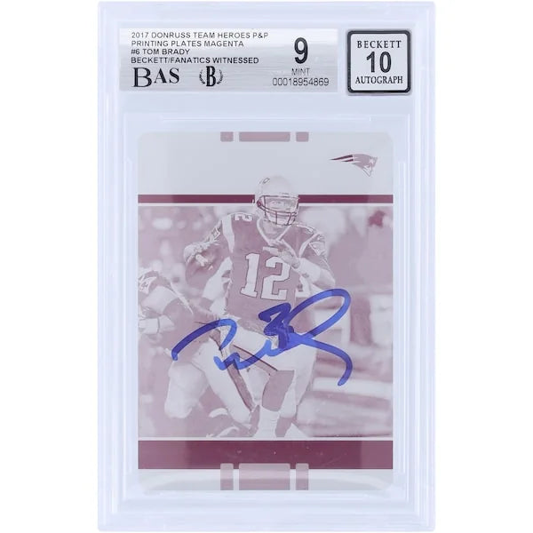 Tom Brady Signed 2017 Panini Donruss Magenta Printing Plate #6 | 1/1 Beckett Authenticated
