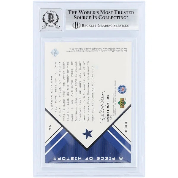 Troy Aikman Signed 1999 Upper Deck Black Diamond Card | Graded 10