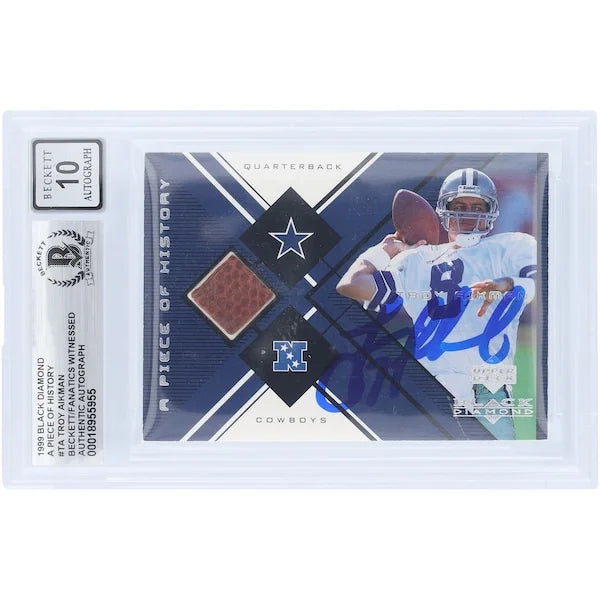 Troy Aikman Signed 1999 Upper Deck Black Diamond Card | Graded 10