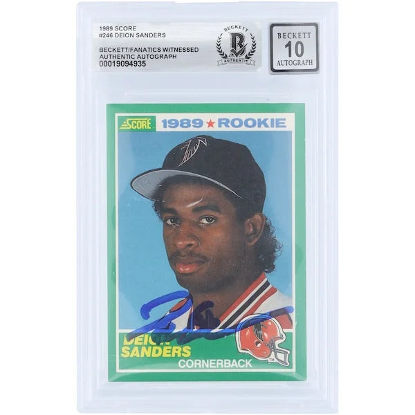 Deion Sanders Signed 1989 Score #246 Rookie Card | Graded 10